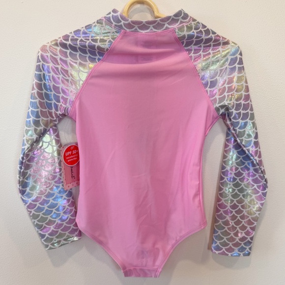 NWT Floatimini Pink and Multicolor Mermaid Rashguard Girls 7/8 - Picture 2 of 6